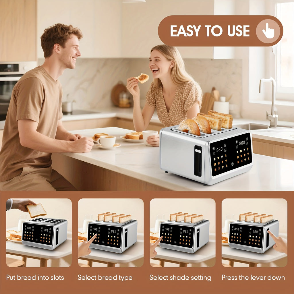 Toaster 4 Slice, Stainless Steel Digital Smart Toaster